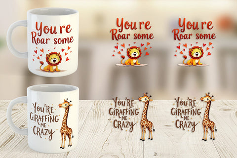 Mug Wrap Jungle Sweethearts Baby Animal Valentine Puns Sublimation artnoy 