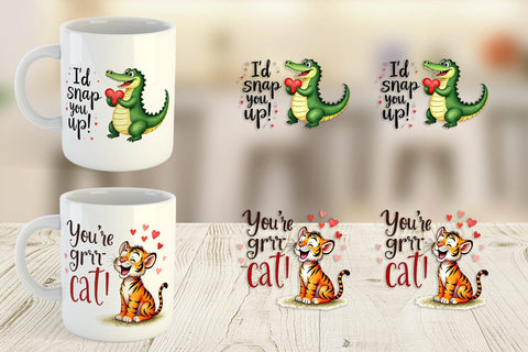 Mug Wrap Jungle Sweethearts Baby Animal Valentine Puns Sublimation artnoy 