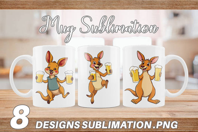 Mug Wrap Kangaroo Beer Day Sublimation artnoy 