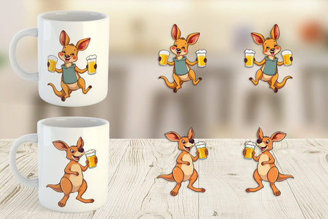 Mug Wrap Kangaroo Beer Day Sublimation artnoy 