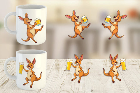 Mug Wrap Kangaroo Beer Day Sublimation artnoy 