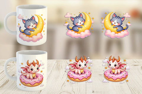 Mug Wrap Kawaii Magic Critters Sublimation artnoy 