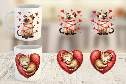 Mug Wrap Kitsch Valentine's Pets Retro Puppy & Kitten Sublimation artnoy 