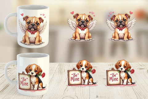 Mug Wrap Kitsch Valentine's Pets Retro Puppy & Kitten Sublimation artnoy 