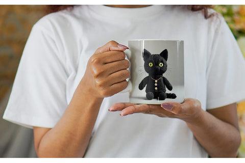 Mug Wrap Knitted Black Cat Sublimation artnoy 