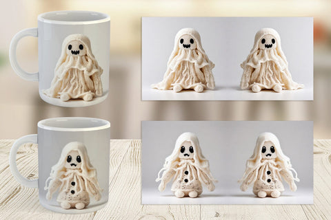 Mug Wrap Knitted Ghost Halloween Sublimation artnoy 