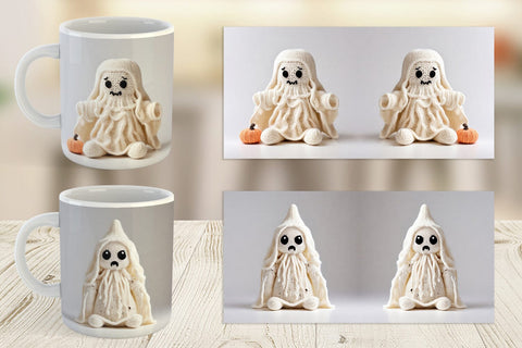 Mug Wrap Knitted Ghost Halloween Sublimation artnoy 