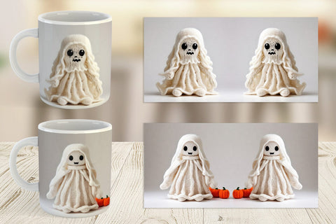 Mug Wrap Knitted Ghost Halloween Sublimation artnoy 