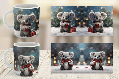 Mug Wrap Koala Christmas Sublimation artnoy 