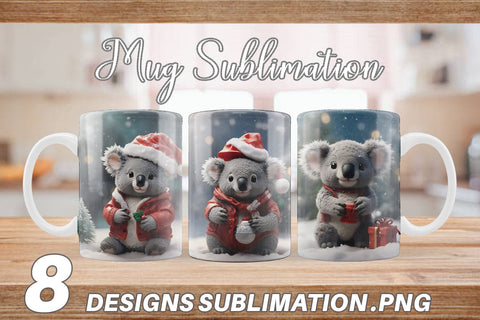 Mug Wrap Koala Christmas Sublimation artnoy 
