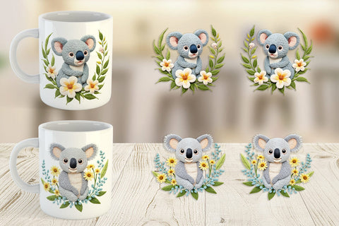 Mug Wrap Koala Embroidery Sublimation artnoy 