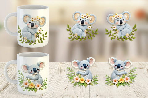 Mug Wrap Koala Embroidery Sublimation artnoy 