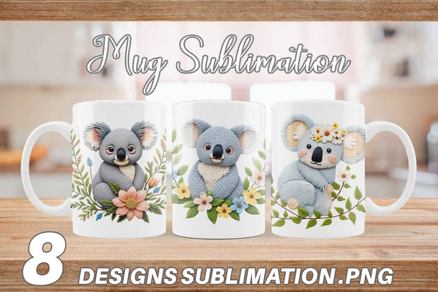 Mug Wrap Koala Embroidery Sublimation artnoy 
