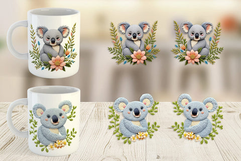 Mug Wrap Koala Embroidery Sublimation artnoy 