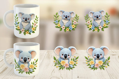 Mug Wrap Koala Embroidery Sublimation artnoy 