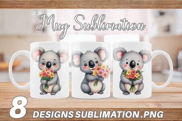 Mug Wrap Koala Spring Bouquet Sublimation artnoy 