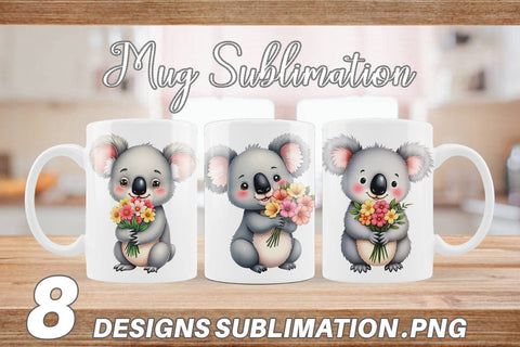 Mug Wrap Koala Spring Bouquet Sublimation artnoy 