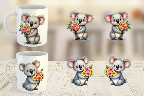 Mug Wrap Koala Spring Bouquet Sublimation artnoy 
