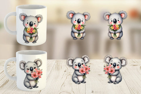 Mug Wrap Koala Spring Bouquet Sublimation artnoy 