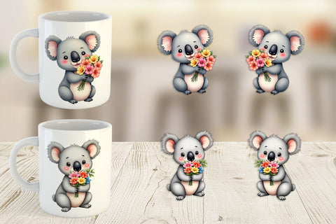 Mug Wrap Koala Spring Bouquet Sublimation artnoy 