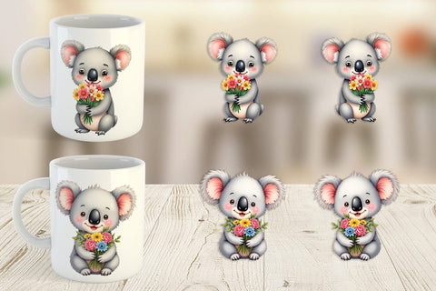 Mug Wrap Koala Spring Bouquet Sublimation artnoy 