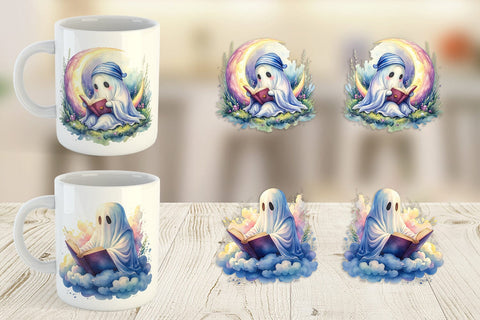 Mug Wrap Late Night Starry Reader Sublimation artnoy 