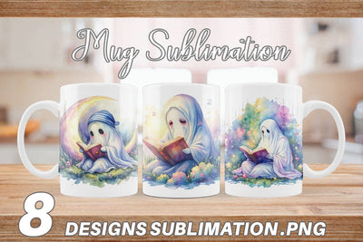 Mug Wrap Late Night Starry Reader Sublimation artnoy 
