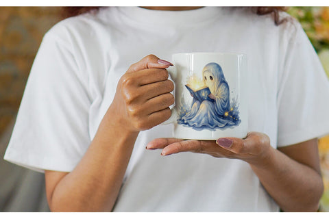 Mug Wrap Late Night Starry Reader Sublimation artnoy 