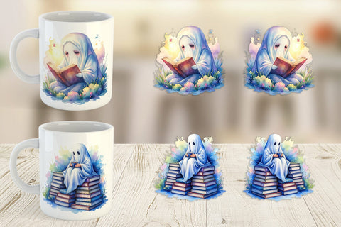 Mug Wrap Late Night Starry Reader Sublimation artnoy 