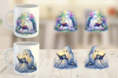 Mug Wrap Late Night Starry Reader Sublimation artnoy 