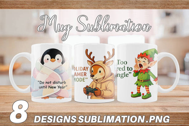 Mug Wrap Lazy Christmas Pajamas Sublimation artnoy 