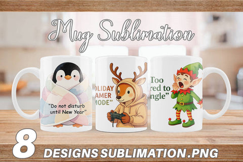 Mug Wrap Lazy Christmas Pajamas Sublimation artnoy 