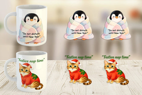 Mug Wrap Lazy Christmas Pajamas Sublimation artnoy 