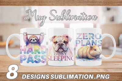 Mug Wrap Lazy Cute Animals Sublimation artnoy 