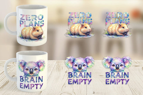 Mug Wrap Lazy Cute Animals Sublimation artnoy 