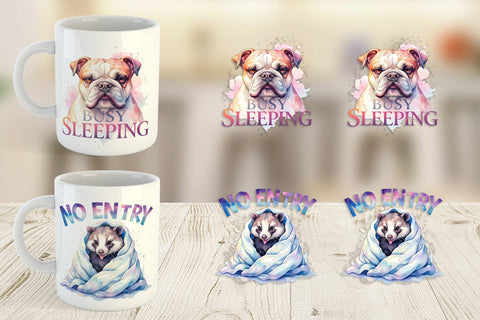 Mug Wrap Lazy Cute Animals Sublimation artnoy 