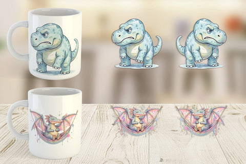 Mug Wrap Lazy Fitness Funny Dinosaur Sublimation artnoy 