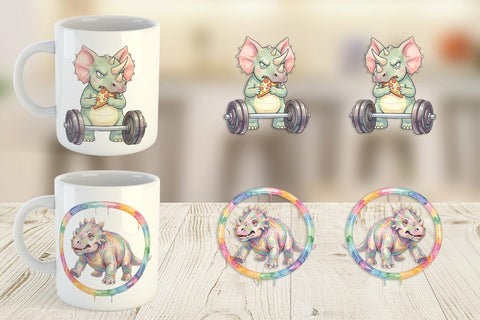 Mug Wrap Lazy Fitness Funny Dinosaur Sublimation artnoy 
