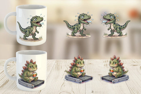 Mug Wrap Lazy Fitness Funny Dinosaur Sublimation artnoy 