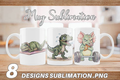 Mug Wrap Lazy Fitness Funny Dinosaur Sublimation artnoy 