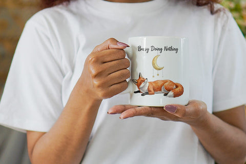 Mug Wrap Lazy Fox Cozy Hygge Watercolor Sublimation artnoy 