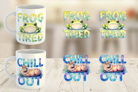 Mug Wrap Lazy Frog Zen Sublimation artnoy 