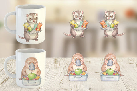 Mug Wrap Lazy Lunch Hour School Animal Sublimation artnoy 