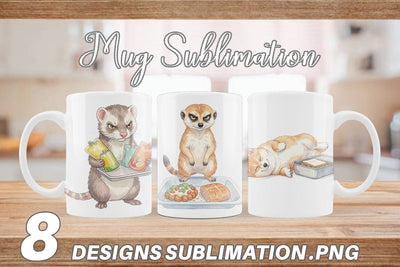 Mug Wrap Lazy Lunch Hour School Animal Sublimation artnoy 