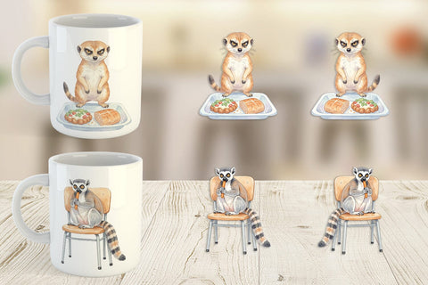 Mug Wrap Lazy Lunch Hour School Animal Sublimation artnoy 