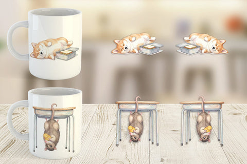 Mug Wrap Lazy Lunch Hour School Animal Sublimation artnoy 
