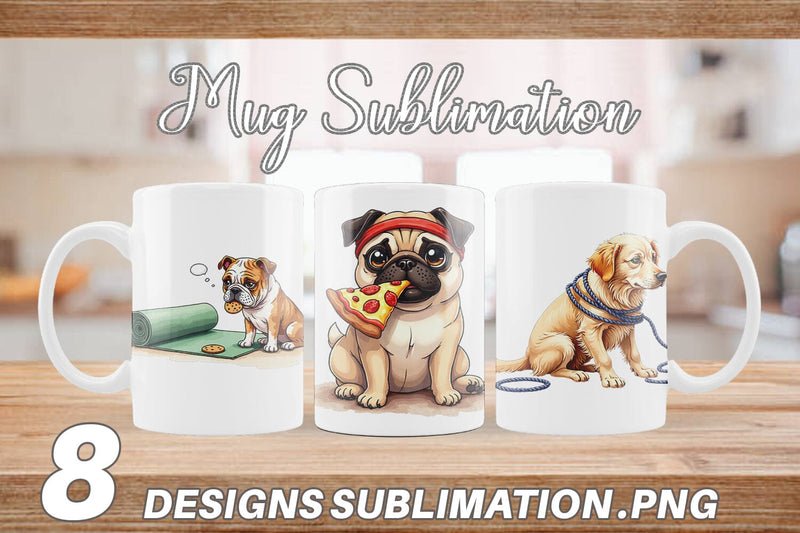 Mug Wrap Lazy & Proud Anti-Fitness Dog Sublimation artnoy 
