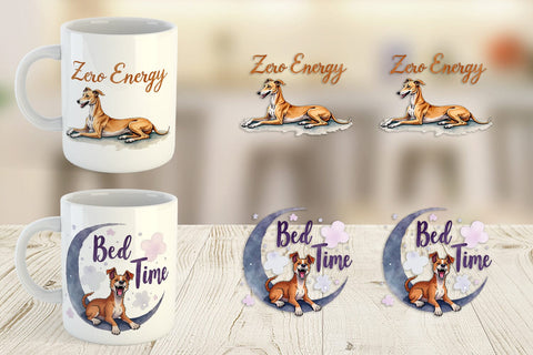 Mug Wrap Lazy Vibes Ugly Cute Dog Watercolor Quotes Sublimation artnoy 