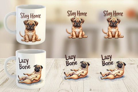 Mug Wrap Lazy Vibes Ugly Cute Dog Watercolor Quotes Sublimation artnoy 