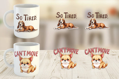 Mug Wrap Lazy Vibes Ugly Cute Dog Watercolor Quotes Sublimation artnoy 